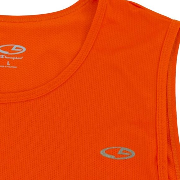 Champion Tank Top Mens L Athletic Active Wear Workout Orange Grey Mesh - Picture 5 of 7